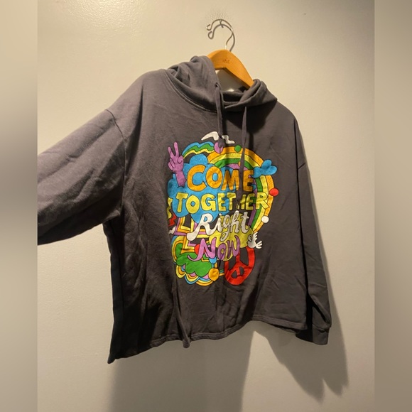 Vintage Concert Tees The Beatles Hoodie Sz XL Gray Hood Come Together Right Now - Picture 2 of 5